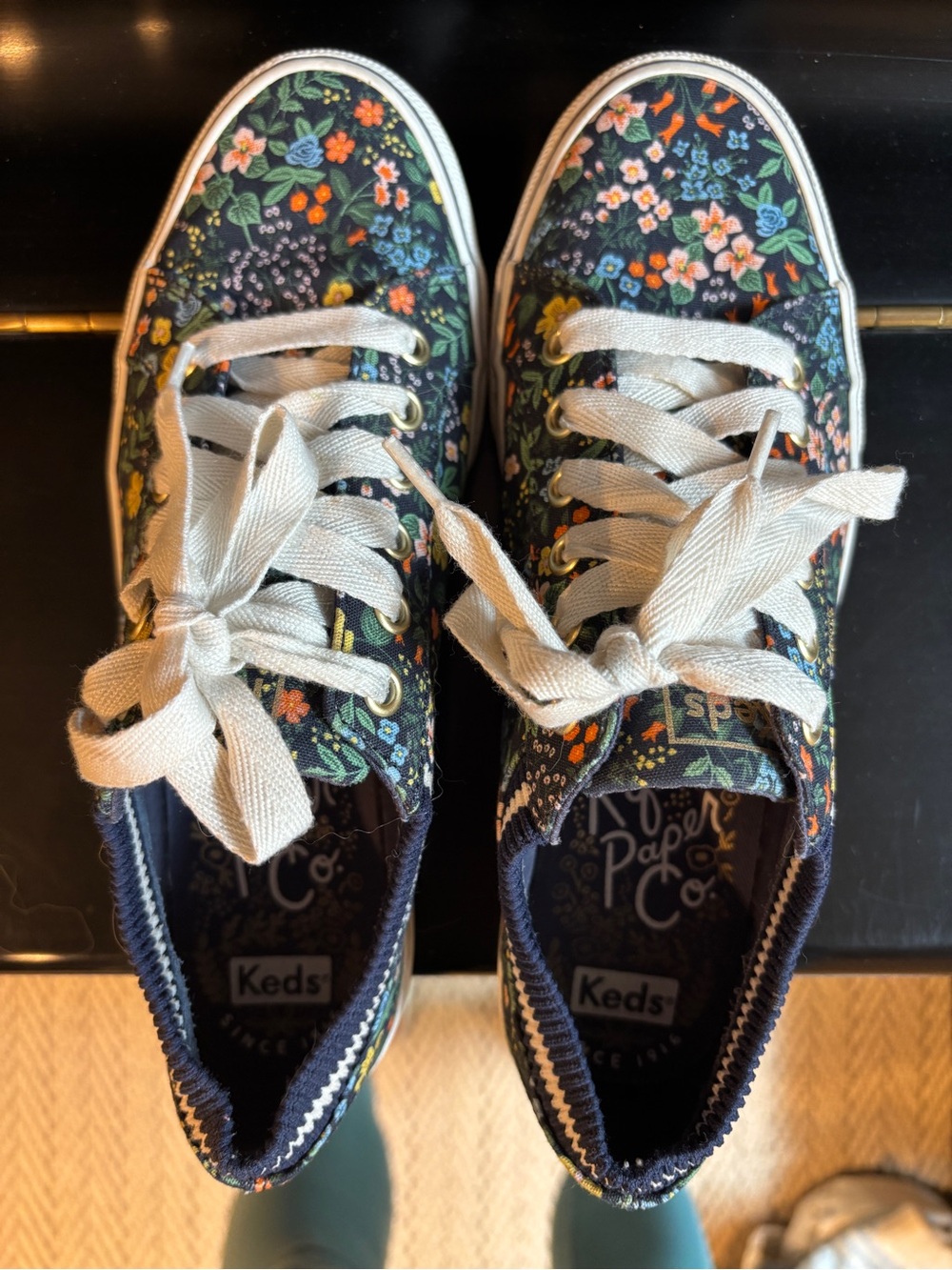 Rifle Paper Co. Navy Floral Low-Top Lace-Up Sneakers - Picture 2 of 3
